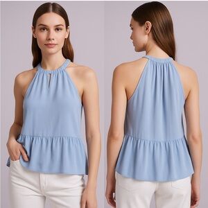 Hippie Rose Lavender Peplum Halter Tank Top Shirt Blouse Women Size Large